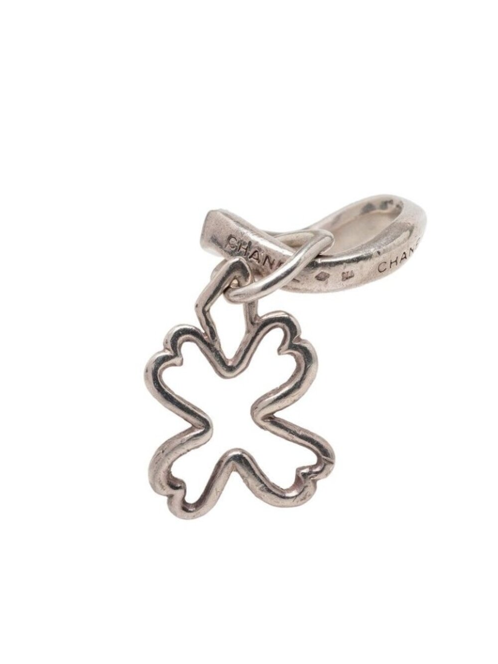 Chanel Clover Motif Silver Metal Ring